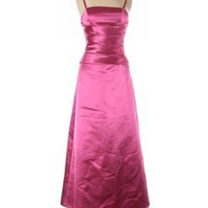 david s bridal magenta satin fit and flare gown lo